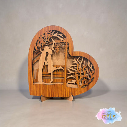 Wooden Heart Silhouette Table Décor - 2