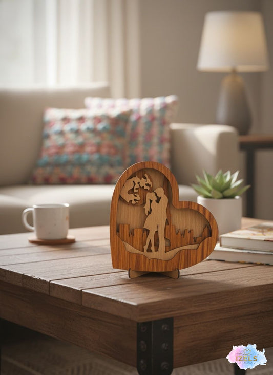 Wooden Heart Silhouette Table Décor - 3