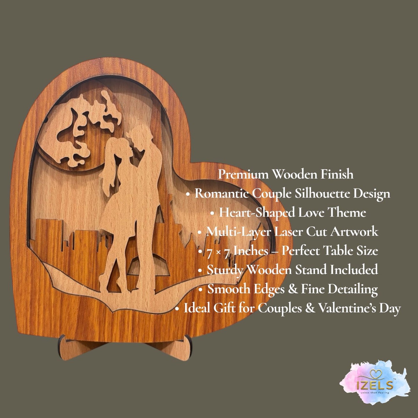 Wooden Heart Silhouette Table Décor - 3