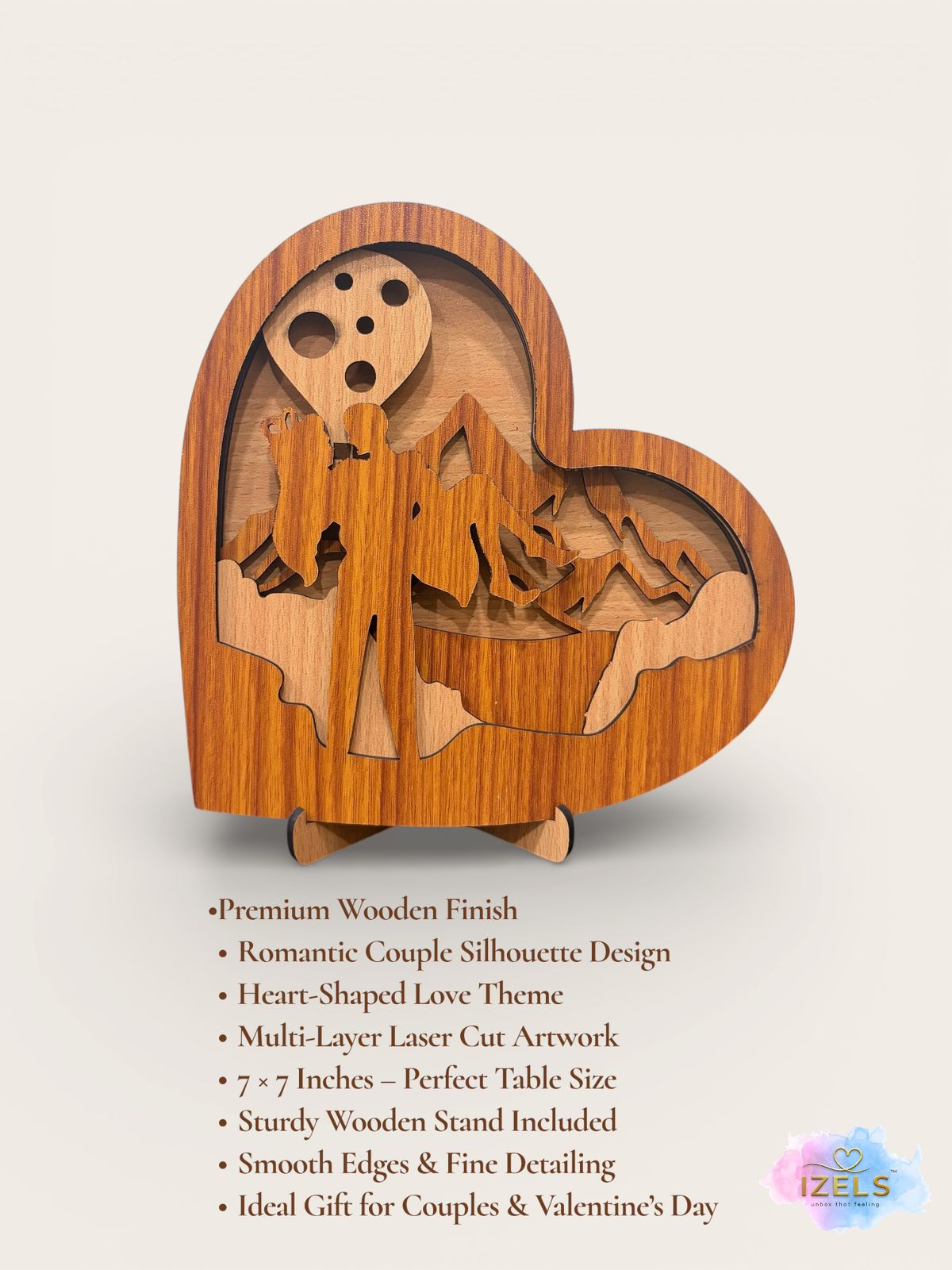 Wooden Heart Silhouette Table Décor - 5