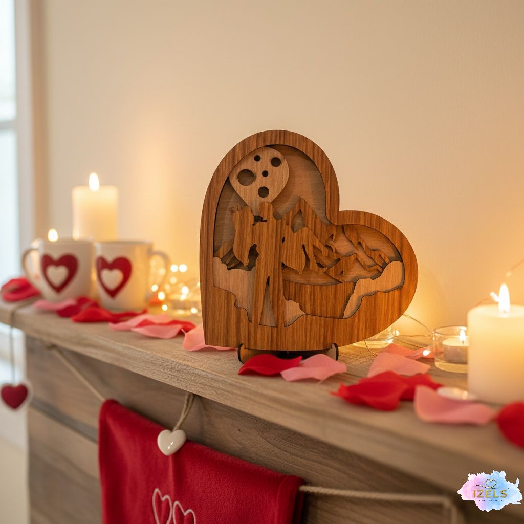 Wooden Heart Silhouette Table Décor - 5