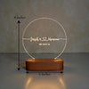 Personalised Couple Name LED Acrylic Lamp with Wooden Base – Custom Anniversary Date Warm White Night Light Gift for Couples