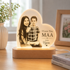 Personalised Photo LED Acrylic Lamp Gift for Maa with Wooden Base – Custom I Love You Mom Warm White Night Light