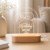 Personalised LED Acrylic Lamp Gift for Mom with Wooden Base – Custom Name Warm White Night Light for Mother, Mummy & Maa