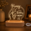 Personalised Mummy LED Acrylic Lamp with Wooden Base – Custom Birthday Gift for Mom, Mother & Maa | Warm White Night Light